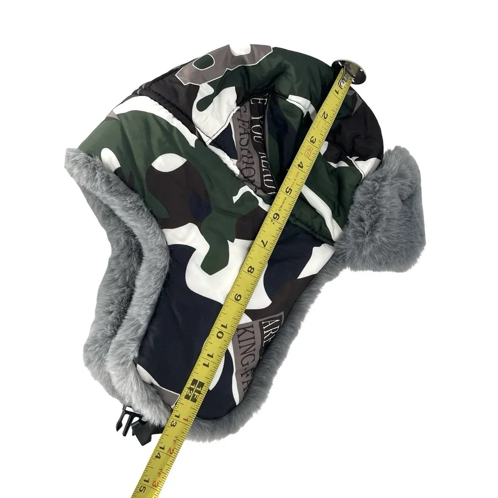 Camouflage Trapper Hat Faux Fur Ear Flaps Winter Aviator Hunting Unisex